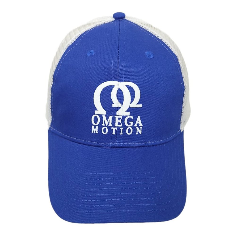 Omega Motion Mesh Strapback Cap Trucker Baseball Hat Vitronic Blue White